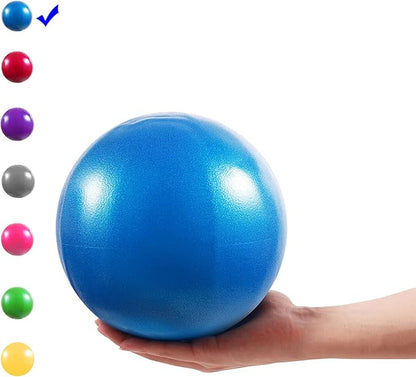 Mini Exercise Ball, 9 Inch Small Gym Ball with Inflatable Straw for Yoga, Pilates, Stability, Barre, Physical Therapy, Stretching and Core Training, Improves Balance, Strength