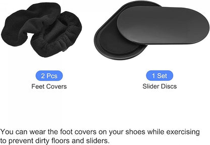 uxcell Exercise Core Sliders, Oval Glider Discs with Feet Covers, Dual Sided Usage in Home Gym for Full Body Workout