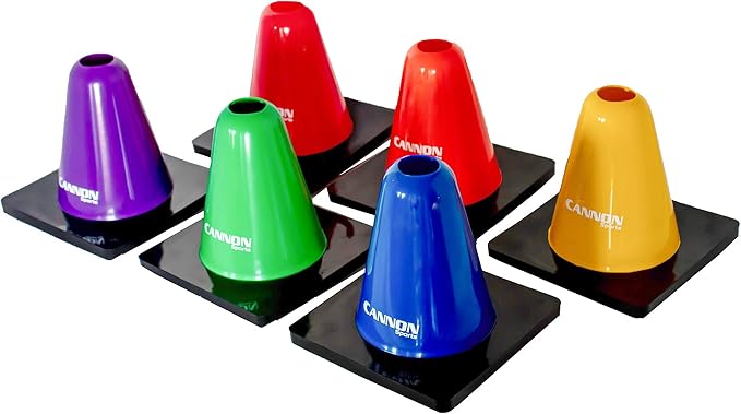 Cannon Sports 6 Pack Agility Cones - 6 inch Colorful Cones with Rubber Weighted Base - Perfect for Soccer, Hockey, Basketball Practice Drills