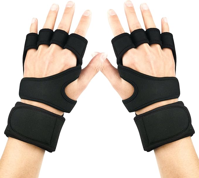 Workout Gloves for Men Women, Breathable Weight Lifting Gloves with Wrist Wraps Support for Gym, Exercise, Training and Fitness, Fingerless, Padded Full Palm Protection