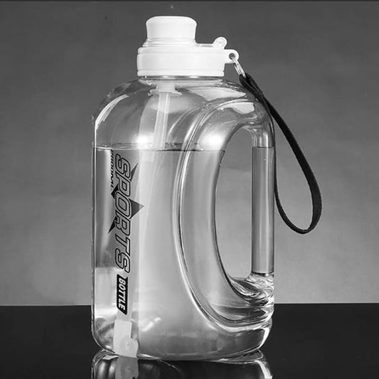 80 Oz Big Water Bottle for Men ＆ Women, Reusable Hiking Water Bottle with Portable Handle, Leakproof Gym Water Jug with Straw ＆ Clear Markings for Running Hiking Camping Travel (White 2.8 L)