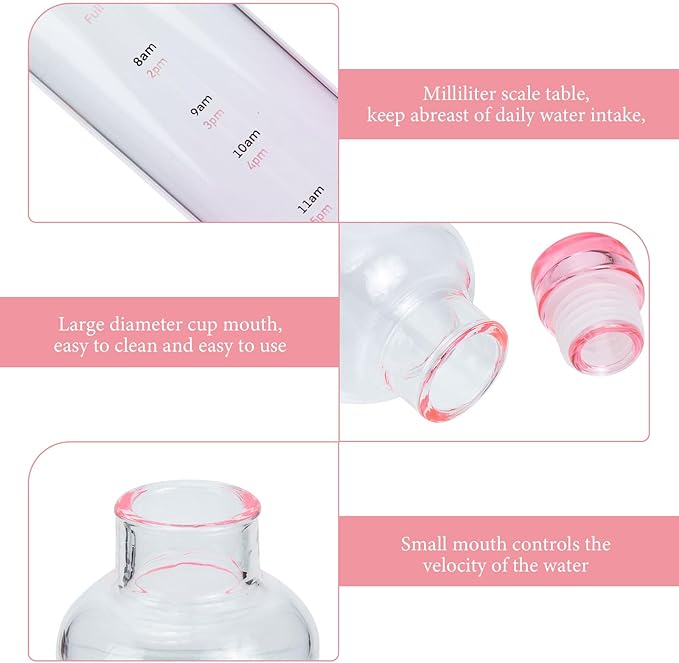 DOITOOL Borosilicate Glass Water Bottle 16.9 oz Portable Clear Sports Bottle with Scale for Running Gym Camping and Outdoor Fitness