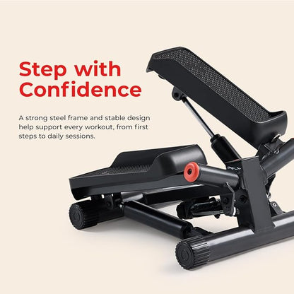 Sunny Health & Fitness Mini Steppers for Exercise at Home, Stair Step Workout Machine with Optional Resistance Bands, Full Body Cardio Equipment, Optional Free SunnyFit App Connection Smart Stepper