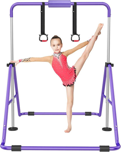 Gymnastic Bars for Kids with Adjustable Height, Folding Gymnastic Training Kip Bar, Expandable Horizontal Bar for Home