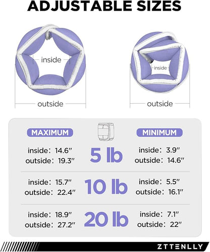 Adjustable Ankle Weights for Women Men and Kids | 1 Pair 5 10 15 18 20 Lbs Leg Wrist Ankle Weight Straps for Yoga, Walking, Running, Aerobics, Gym, Dance, Pilates, Cardio