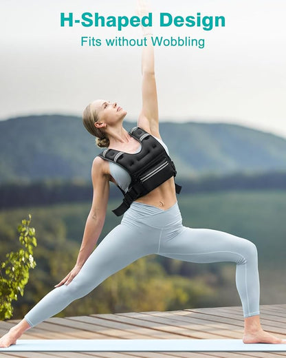 Weighted Vests for Women Men, 8 12 16 20 lb Weighted Vest with Storage Pockets, Rucking Vest with Reflective Stripe, Adjustable Straps Weight Vest for Running, Walking, Workout, Training