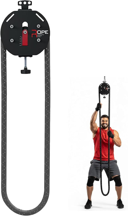 Full-Body Resistance Trainer, Endless Rope Trainer, Portable Cable Pulley System, Rope Climb Equipment with Adjustable Resistance, Home Gym Equipment, 330lb Load, Includes Straps and 2 Lock Red