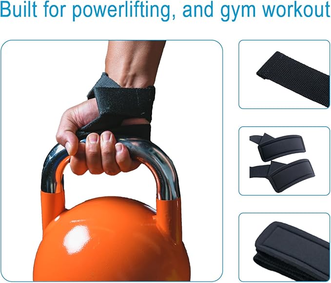 Lifting Wrist Straps for Weightlifting, Deadlifts, Strength Training, Gym Workout, Soft Cotton Wrist Wraps with Neoprene-Padded Support, Premium Strap for Men & Women