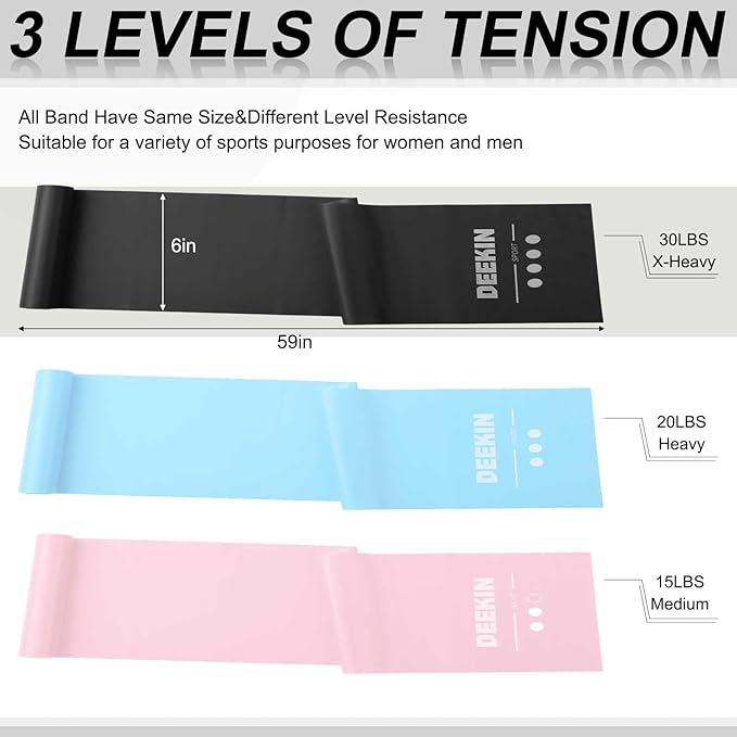 DEEKIN 10 Pcs Resistance Bands Professional Exercise Elastic Bands Latex-Free Yoga Starter Set for Pilates, Physical Therapy, Strength Training, Yoga, Working Out for Women Home Gym