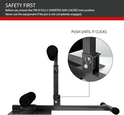 INNOLIFE Sissy Squat Machine Adjustable Height, Protective Foam Thick Steel Fitness Home Gym