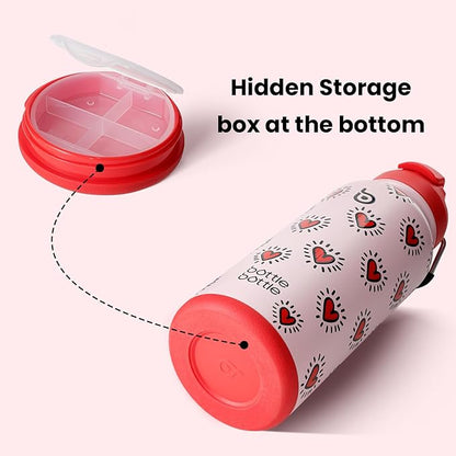 BOTTLE BOTTLE 32oz Insulated Water Bottle Stainless Steel Sport Water Bottle with Straw Dual-use Lid Design for Gym with Pill Box