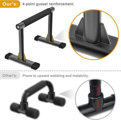 Kipika Parallette Bars for Calisthenics - Push Up & Dip Bar with Wood Handles, Rock-Free Support for Handstand, L-Sit & Home Strength Training, 600LB Capacity, 12" Height