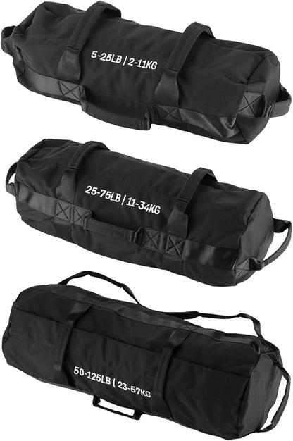 PeakPursuit Sandbags for Working Out with Handles, Adjustable Fitness Sandbags with Unfilled Inner Bag, Heavy Duty Sand Bags for Weight Training, Powerlifting Exercise & Full-Body Workouts