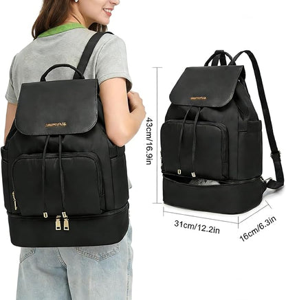 seyfocnia Gym Backpack for Women, Gym Bag with Shoe Compartment Lightweight Travel Workout Sports Backpack Womens Black