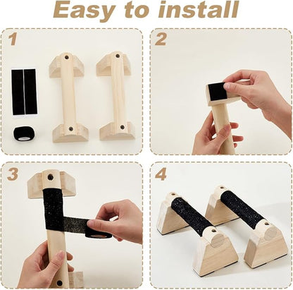 AHANDMAKER Wooden Parallettes Bars for Handstand Training in Natural Bisque Calisthenics Equipment Push Up Bars Dip Stands for Home Gym Strength Training Men Fitness Essentials