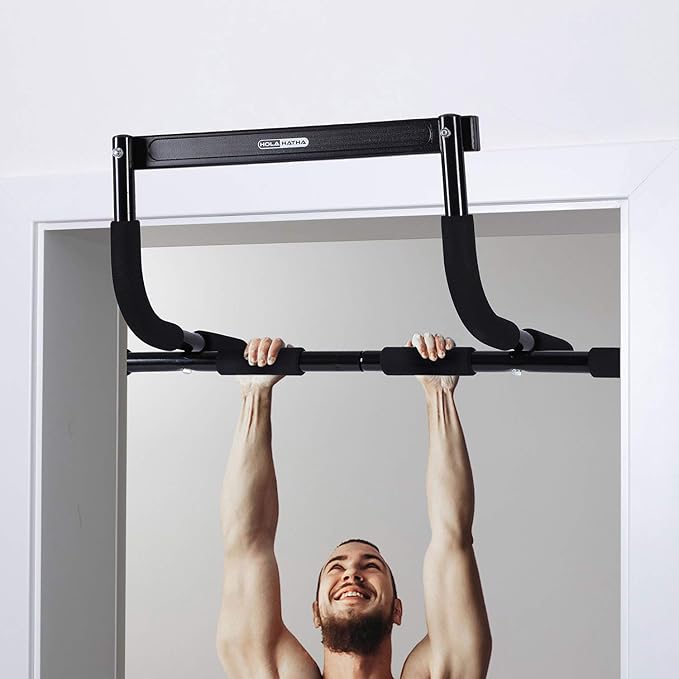 HolaHatha Heavy Duty Door Way Pull Up Bar Chin Up Dip Station for Multiuse Doorway Portable Home Fitness Gym Workout to Build Upper Body Strength