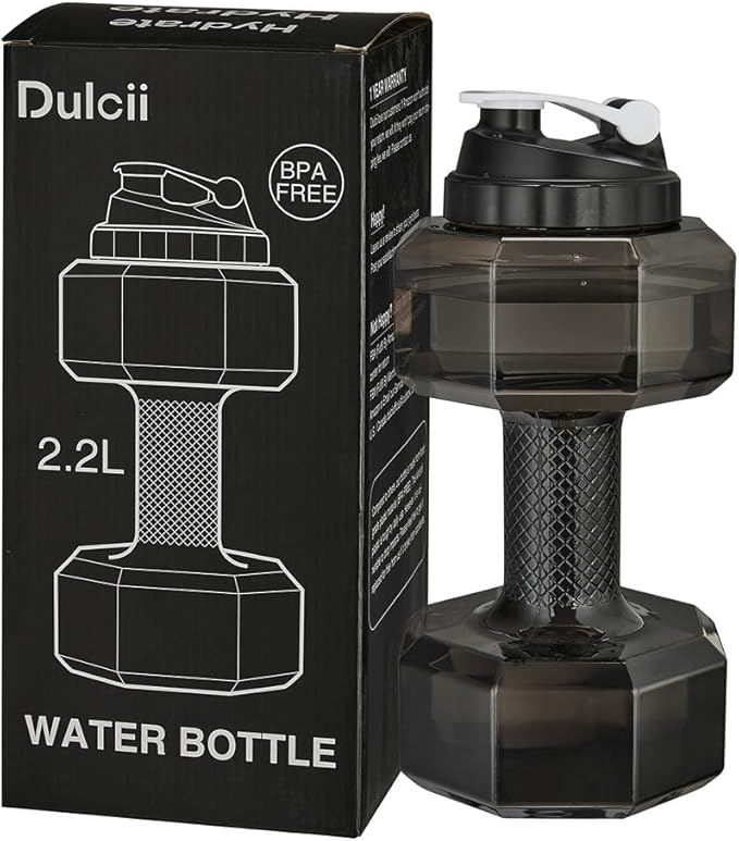 2.2L / 75Oz Dumbbell Shape Water Bottle, PETG Eco-friendly Sports Fitness Exercise Water Jug for Gym, Yoga, Running, Outdoors, Cycling, and Camping