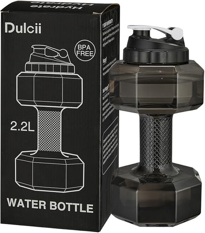 2.2L / 75Oz Dumbbell Shape Water Bottle, PETG Eco-friendly Sports Fitness Exercise Water Jug for Gym, Yoga, Running, Outdoors, Cycling, and Camping