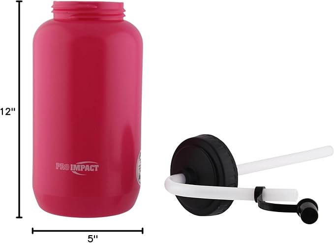 Pro Impact Squeezable Water Bottle Bendable Long Straw - LDPE BPA Free Plastic - Hydration for Baseball Hockey Gym MMA Yoga Boxing Cycling Softball Football Lacrosse (35.5 Oz.)