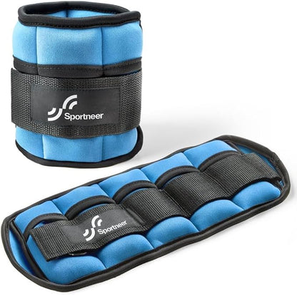 Sportneer Adjustable Ankle Weights Set - 1 Pair (2-10 lbs) Removable Sandbags for Women & Men, Comfortable Neoprene Leg Weights for Walking, Running, Pilates, Yoga, Home Workout & Physical Therapy