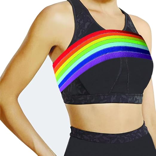 Post Surgical Implant Stabilizer Strap Support Brace Bandage, Breast Augmentation and Reduction Band, Chest Compression Support Band for Large Breast Exercise, Fits Most (Rainbow)