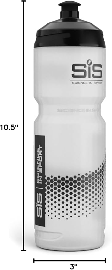 Science in Sport Water Bottle w/Easy Mixing | Clear Squeeze Water Bottle w/Running Lockable Valve - 27 Fluid Ounce