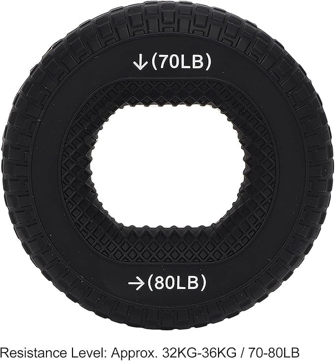 Grip Exercise Ring,70 to 80LB Hand Grip Strengthener Soft Silicone Portable Tire Texture Forearm Finger Exerciser Grip Strength Trainer Ring Black