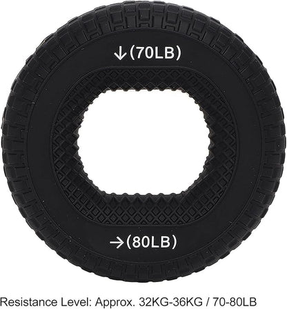 Grip Exercise Ring,70 to 80LB Hand Grip Strengthener Soft Silicone Portable Tire Texture Forearm Finger Exerciser Grip Strength Trainer Ring Black