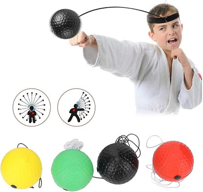 Adjustable Set 4 Balls + 2 Headbands for Boxing Training, Hand-Eye Coordination, Speed & Reflex Improvement, Novice Friendly