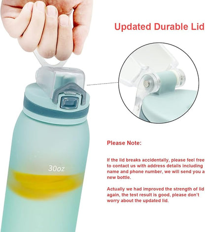Time Marker Water Bottle Gym, 30oz Large Durable Bottle for Workout Sport Travel Water Tracker (Pack of 1)