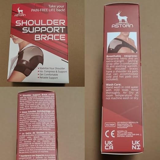 Astorn Adjustable Shoulder Brace for Torn Rotator Cuff with Icepack Holder - Shoulder Compression Sleeve Wrap for Pain Relief, Stability and Recovery - Fits Left and Right Arm for Men & Women (L)