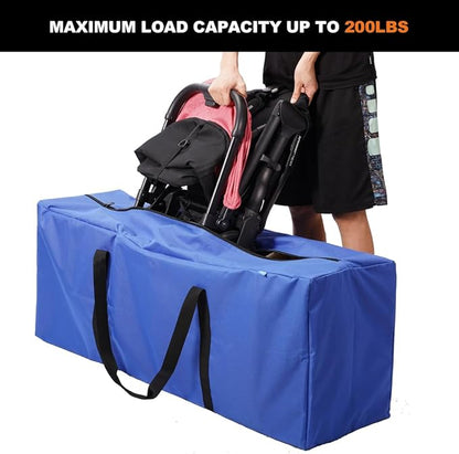 Sports Duffle Bag - Extra Large Travel Duffel Luggage Bag with Upgrade Zipper, Sturdy & Water Resistant, Black (Blue 45inch)