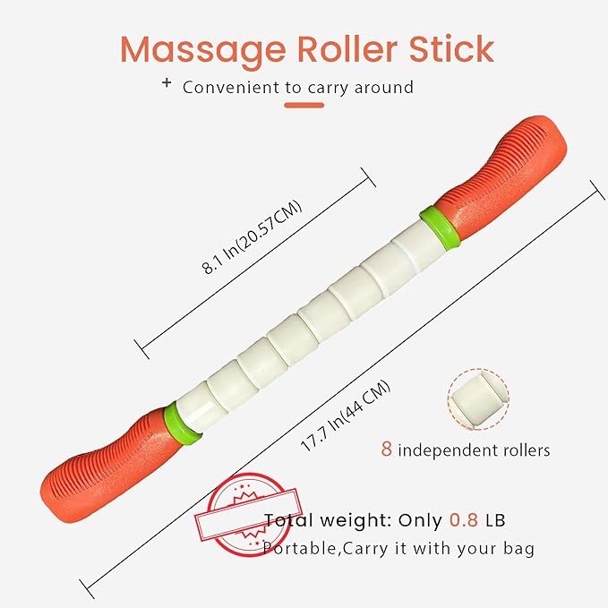Muscle Roller Stick Ctwctr Massage Roller for Lymphatic Drainage, Cellulite Massager, Leg Massager for Circulation and Pain Relief, Deep Tissue & Trigger Point Massage