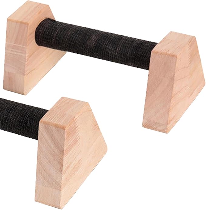Colaxi 2 Pieces Push up Stands Pushup Handles Wood Exercise Calisthenics Bar Aerobics Anti Slip Parallettes Home Workout Equipment