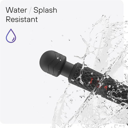 bed geek Handheld Cordless Personal Wand Massager – Waterproof, USB Rechargeable, 20 Vibration Patterns, 8 Speeds, Memory Feature, Skin-Soft Silicone for Ultimate Relaxation Tool (Black)