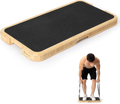 StrongTek Resistance Band Training Platform, Heavy-Duty Bamboo/Wood Board for Safe & Stable Resistance Workouts, Non-Slip, 1000 lbs Capacity for Arms, Shoulders, Core, Back & Legs