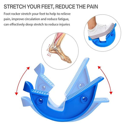 Foot Rocker Calf Stretcher Ankle Plantar Board for Achilles Tendonitis, Muscle Stretch, Feet and Shin Splint Pain Relief - Improve Calf Flexibility, Ankle Mobility - Blue