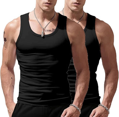 Men's Stringer Tank Tops Cotton Vest Sleeveless Gym Workout Bodybuilding Fitness Muscle T Shirts