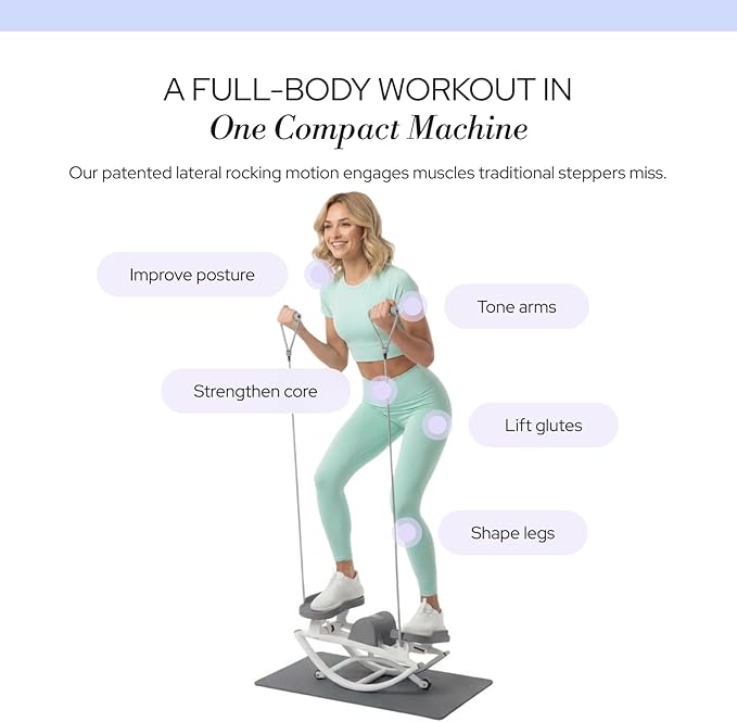 The Rock Stepper - Side to Side Rocking Stepper Machine for Home Workouts - Low Impact Indoor Cardio Leg Glute and Core Training - Quiet Compact Step Rocker Exercise Equipment