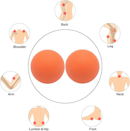 Small Hard Massage Ball 2 Pack. Lacrosse Ball Size Fascia Balls for Trigger Point Deep Tissue Myofascial Release Muscle Relax Plantar Fasciitis Relief Physiotherapy Yoga Pilates (Orange)