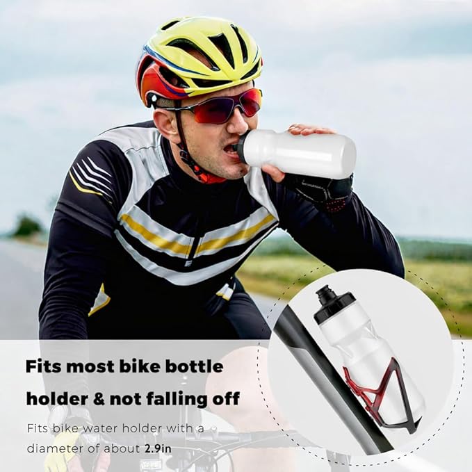 QuiFit 24 Pack Water Bottles, 24oz Squeeze Bottles BPA Free, Leak Proof, Reusable Sport Jug, Fit Most Bike Holders, for Cycling (White 24 pack)