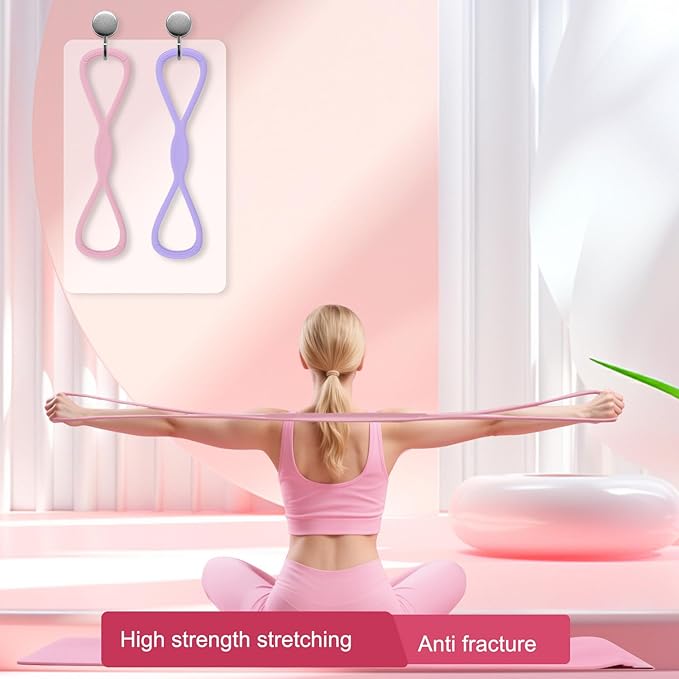 2Pack Figure 8 Resistance Band for Women, Resistance Bands with Handles, Portable 8 Shaped Exercise Band, for Strength Training Yoga Pilates