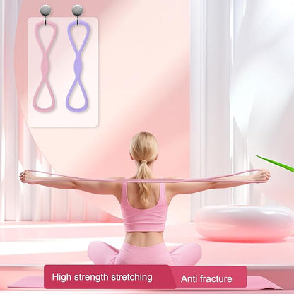 2Pack Figure 8 Resistance Band for Women, Resistance Bands with Handles, Portable 8 Shaped Exercise Band, for Strength Training Yoga Pilates