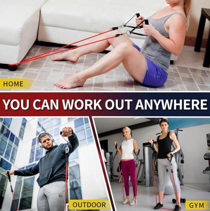 Resistance Bands Set (11-Pack) – Tube Exercise Bands with Handles, Door Anchor & Carry Bag | Home Gym Fitness Equipment for Men & Women | Strength Training, Physical Therapy & Workouts