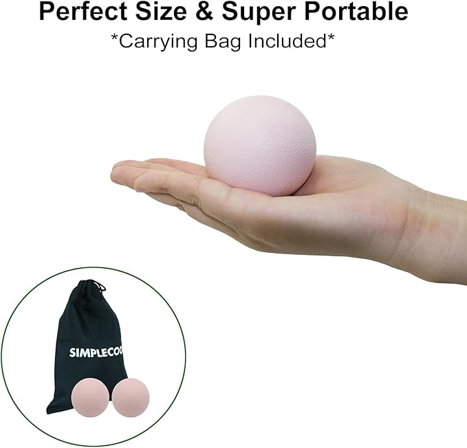 Small Hard Massage Ball 2 Pack. Lacrosse Ball Size Fascia Balls for Trigger Point Deep Tissue Myofascial Release Muscle Relax Plantar Fasciitis Relief Physiotherapy Yoga Pilates (Pink)
