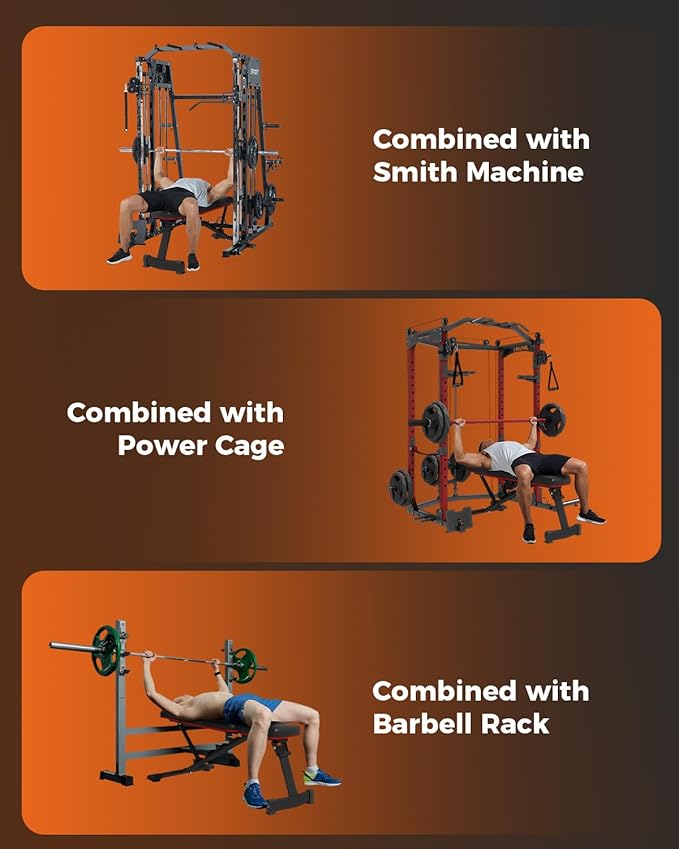 Adjustable Weight Bench for Home Gym, Multi-Function Strength Training Bench with Foldable Design, Heavy-Duty Steel Frame, Incline Decline Flat Positions, Full Body Workout Equipment