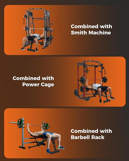 Adjustable Weight Bench for Home Gym, Multi-Function Strength Training Bench with Foldable Design, Heavy-Duty Steel Frame, Incline Decline Flat Positions, Full Body Workout Equipment
