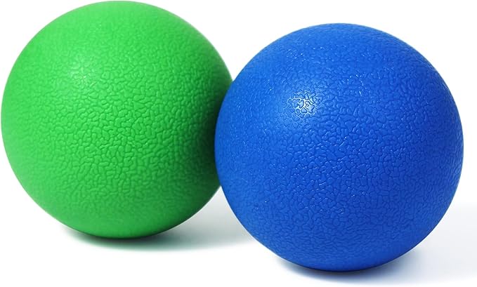 2-Pack Firm Lacrosse Massage Balls- for Deep Tissue, Trigger Point & Myofascial Release Therapy, Relieve Muscle Knots (Green&Blue)