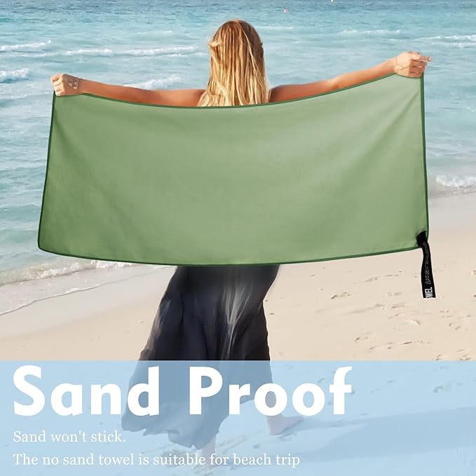 Microfiber Travel Towel, Soft Lightweight Quick Dry Towel, Super Absorbent Compact Travel & Sports & Beach Towels for Camping, Backpack, Gym, Swimming, Yoga, Hiking (XL:30"×60" -Olive Green)