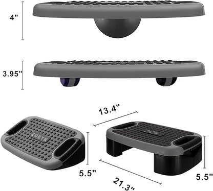 4-In-1 Balance Board and Stepper Exercise Platform - Aerobic Step Adjustable Home Workout Slant Board, Non Slip Soft cushion - With Home Workout Suggestions